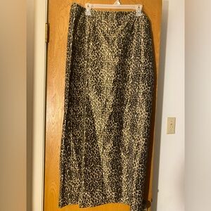 Talbots Women Long Shimmer Leopard Skirt